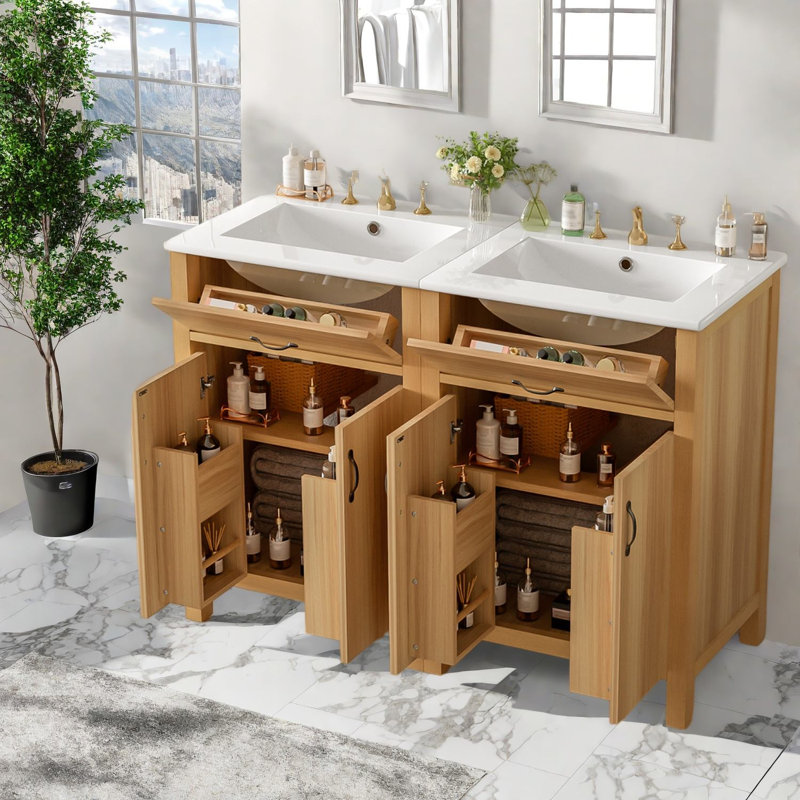 Meuble-lavabo moderne en bois avec rangement