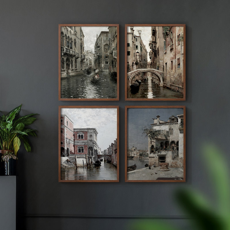 «Vintage Landscape», ensemble de 4 encadrés, H 10 po x l 32 po