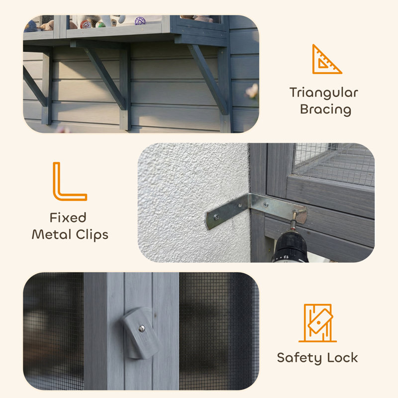 Boîte pour fenêtre d'extérieur Catio L 39,4 po, gris, H 54,7 po x l 39,4 po x P 20,5 po