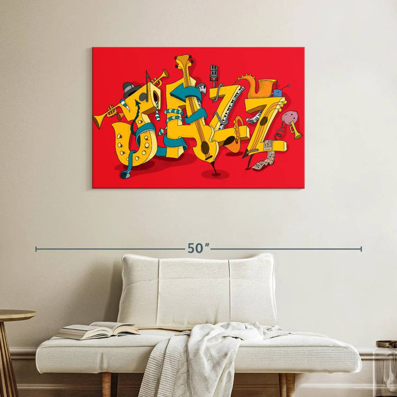 Caricature de Abarca, typographie jazz, H 26 po x l 39 po