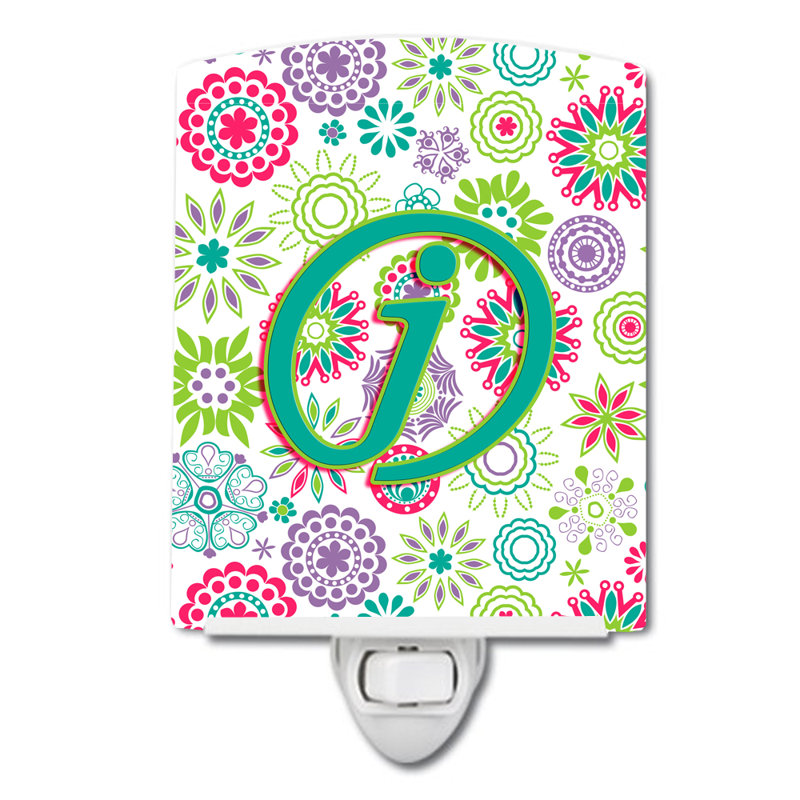 Éclairage de nuit en céramique fleurs initial, J