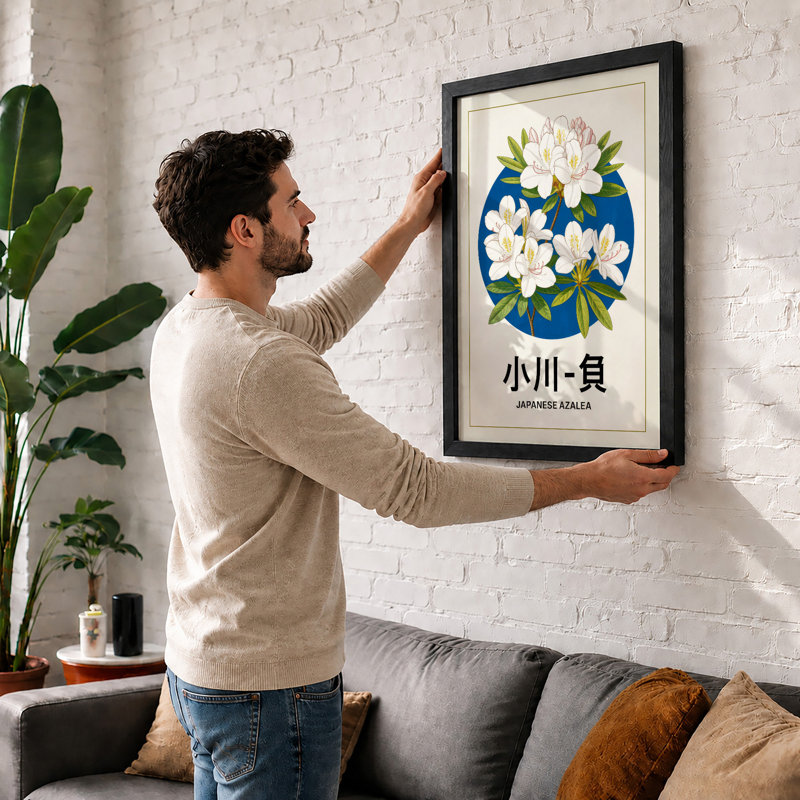 Japanese Azalea Wreath Botanical - Print, Unframed, A4 - 29.7 x 21.0 cm