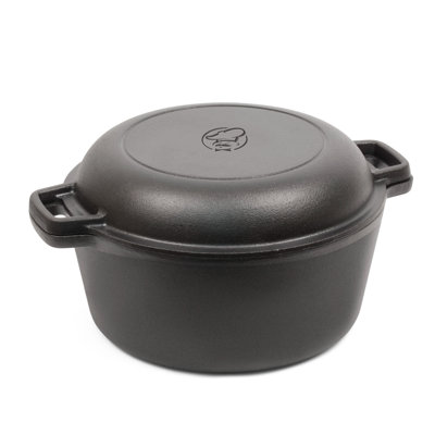 CHCI Series Commercial Chef 5 Qt Cast Iron Dutch Oven with Skillet Lid