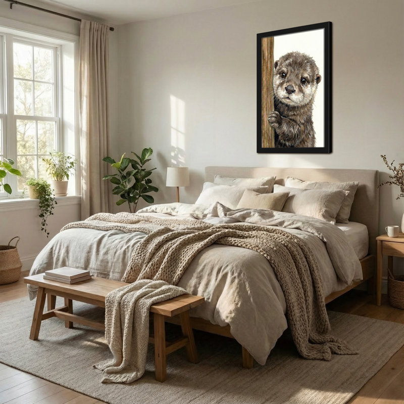Animaux, loutre, furtivement, à partir d'un poteau en bois, H 18 po x l 12 po
