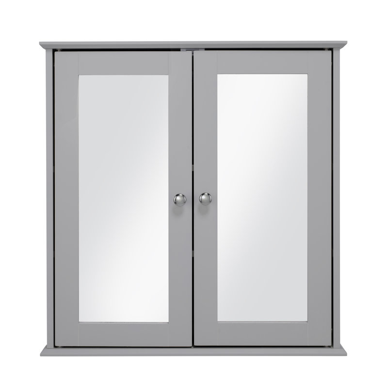 Ashby 560mm W 580mm H Surface Framed Medicine Cabinet Mirror 2 Fixed, Grey
