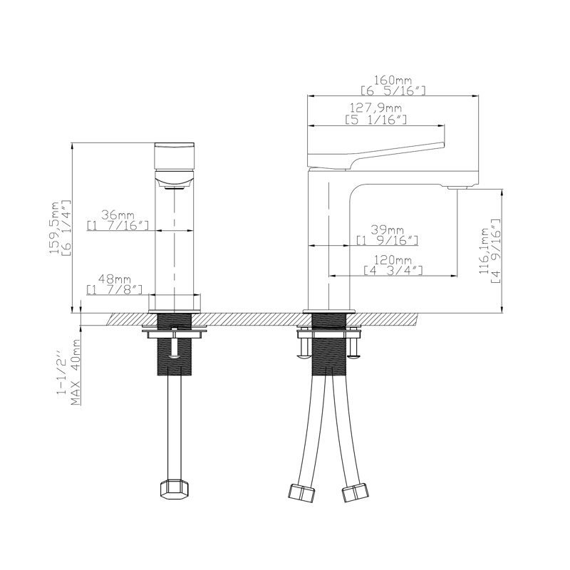Single-Hole Single-handle Bathroom Faucet, Black
