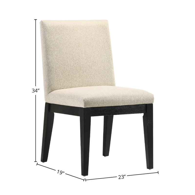 Chaises de salle à manger en tissu beige (2) avec finition noire et 2 côtés rembourrés confortables