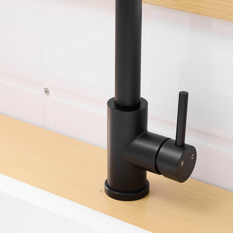 Robinet de salle de bain en acier inoxydable noir avec bec rétractable - look polyvalent pour une utilisation quotidienne