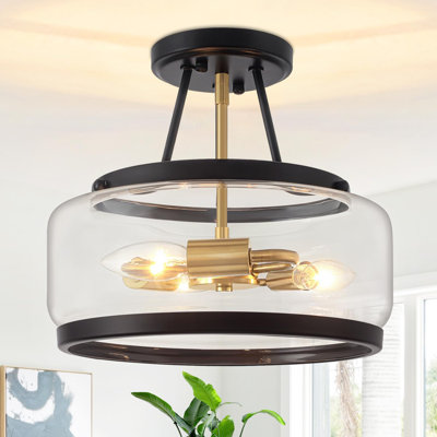 Modern Glass Drum Entrance Chandelier