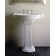 White Ceramic Oval Pedestal Bathroom Sink with Overflow