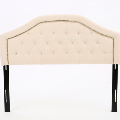 Tête de lit tapissier contemporaine pour lit, avec capitonnage à boutons et coutures en losanges, garniture cloutée, assemblage requis