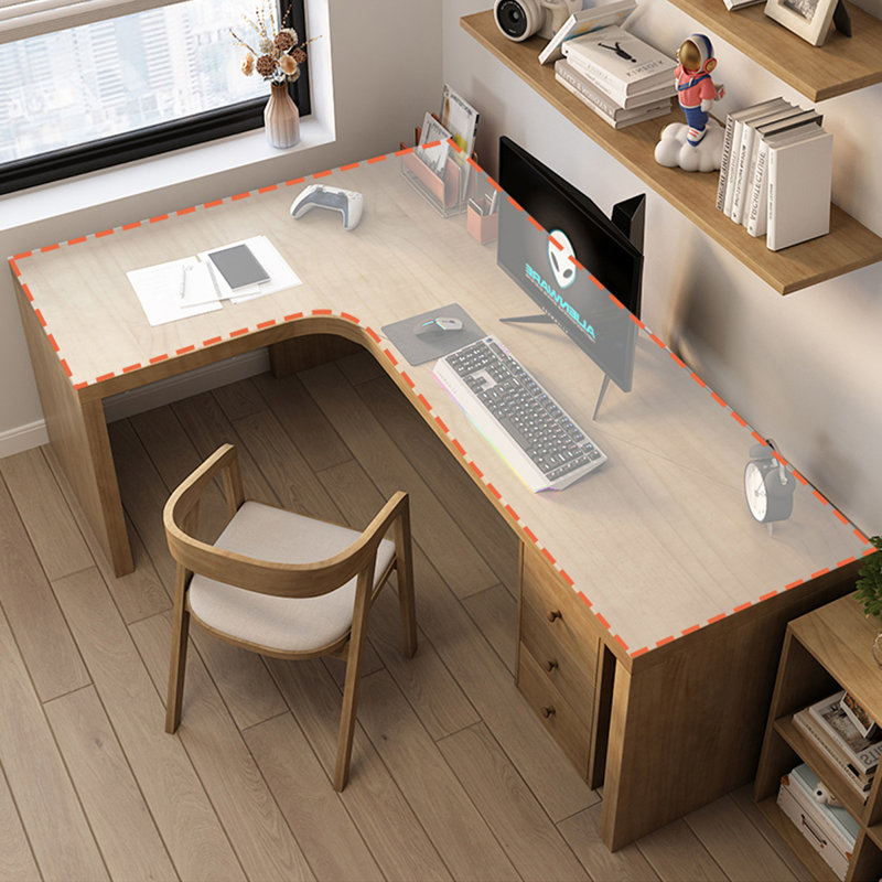 Bureaux rectangulaires en bois massif Burlywood, Retour à gauche, H 29,33 po x l 62,6 po x P 39,37 po