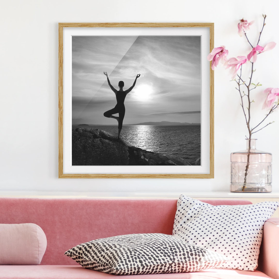 Gerahmter Fotodruck Black and White Yoga