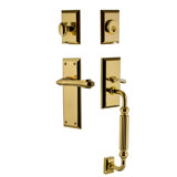 Nostalgic Warehouse New York Plate F Grip Handleset with Single Cylinder Deadbolt and Fleur Lever