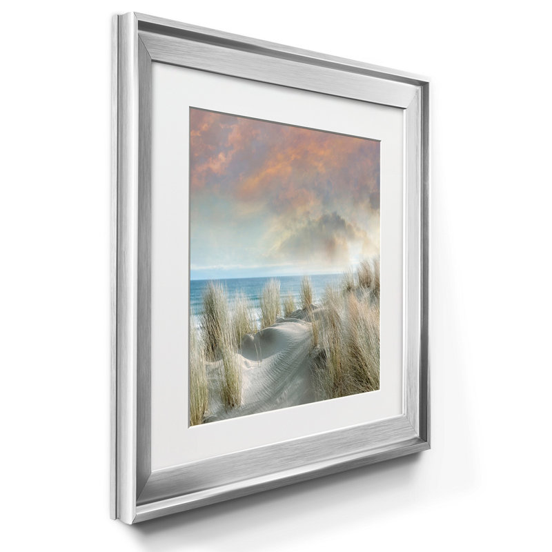 " Windswept I " 2 - Pieces, White, Silver Framed Paper, 22.5" H x 45" W x 1.5" D