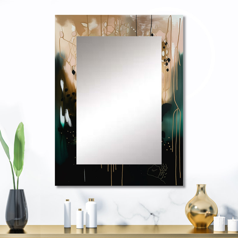 Black Chaos III - Abstract Wall Mirror, Modern Decorative Mirror, Printed Metal Art, 32" x 24"