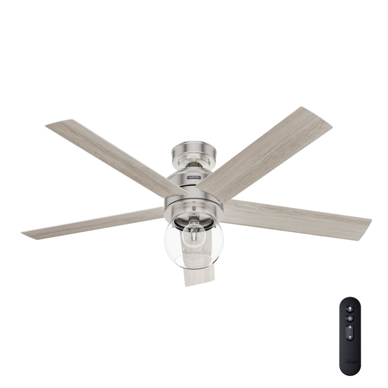 52" Xidane 5 -Blade LED Standard Ceiling Fan with Remote Control and Light Kit Included, Brushed Nickel