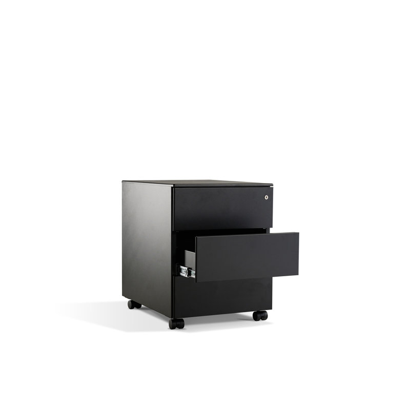 Toomer 42.2cm Wide 3 -Drawer Mobile Steel File Cabinet, Black