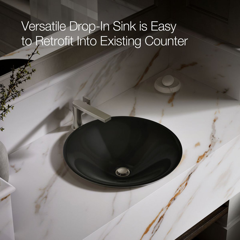 Carillon Circular Vessel Bathroom Sink, Black Black
