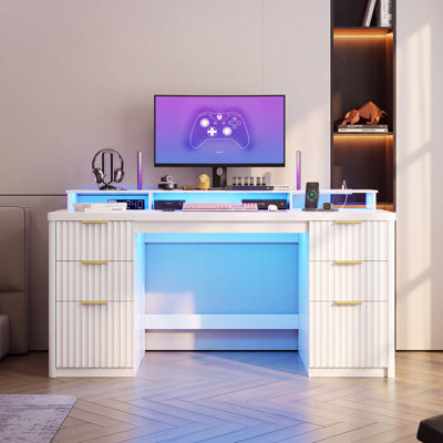 Computer Desk with Built-In Electrical Outlet