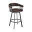 Tabouret pivotant en similicuir Robinett avec base et accoudoirs en métal-349604301-351080143-351080179