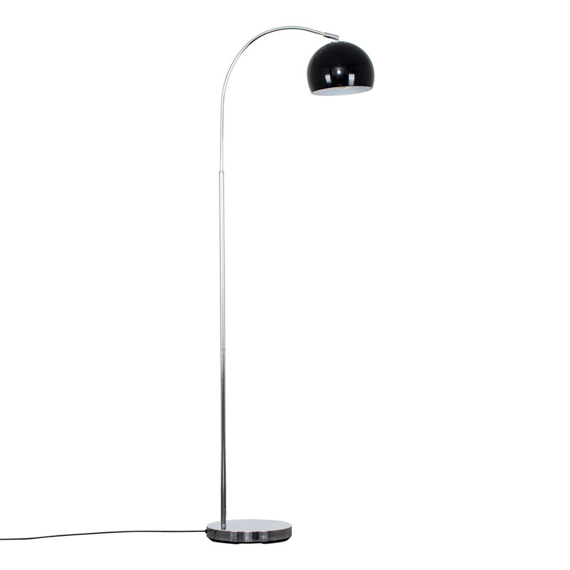 Derosier 152cm Arched Floor Lamp, Black, Chrome