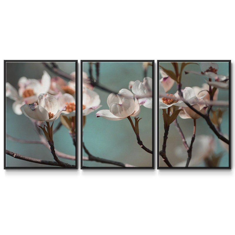 Dogwood Spring IV, reproduction sur toile 3 pièces, Noir, H 24 po x l 48 po x P 2 po