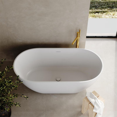 63'' x 29.5'' Freestanding Soaking Solid Surface Stone Resin Bathtub