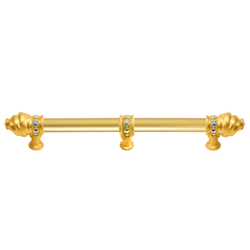 Caché avec 5/8 de poignées lisses au centre avec 23 cristaux Swarovski Aurore Boreale avec entretoise centrale en mercure doré