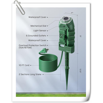 Outdoor Power Stake Timer Waterproof