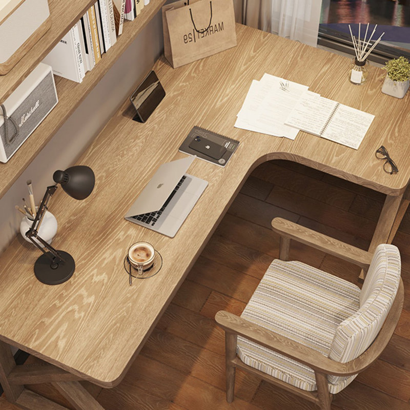Bureau en bois massif en L Burlywood, H 29,53 po x l 78,74 po x P 47,24 po, Retour à droite