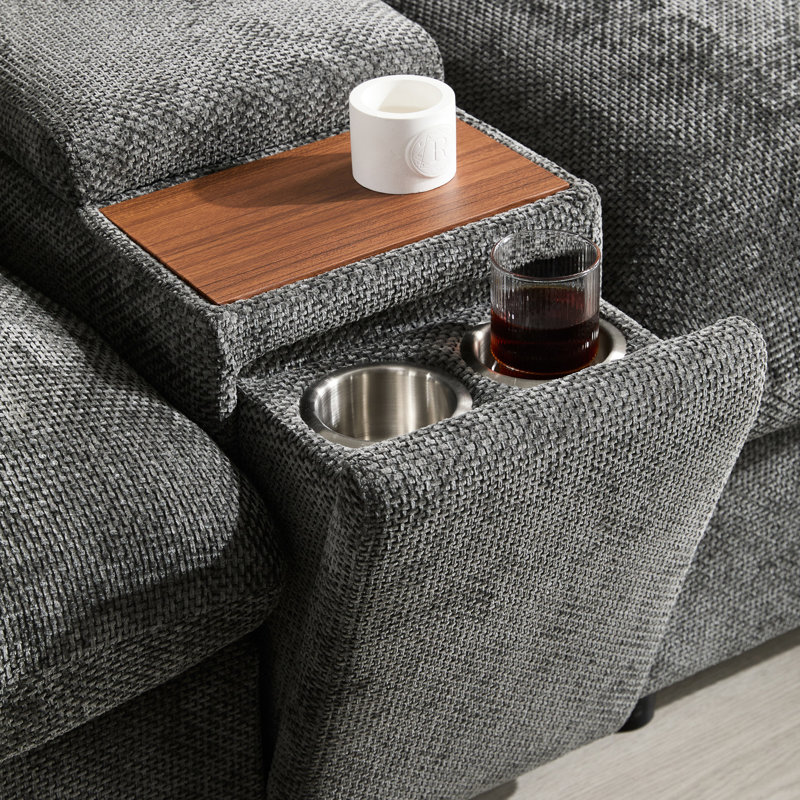 Canapé modulaire modulaire en chenille avec repose-pieds et console amovibles, siège de 30 po de largeur, tissu, unité de charge pour le textile d'appartement, option salon