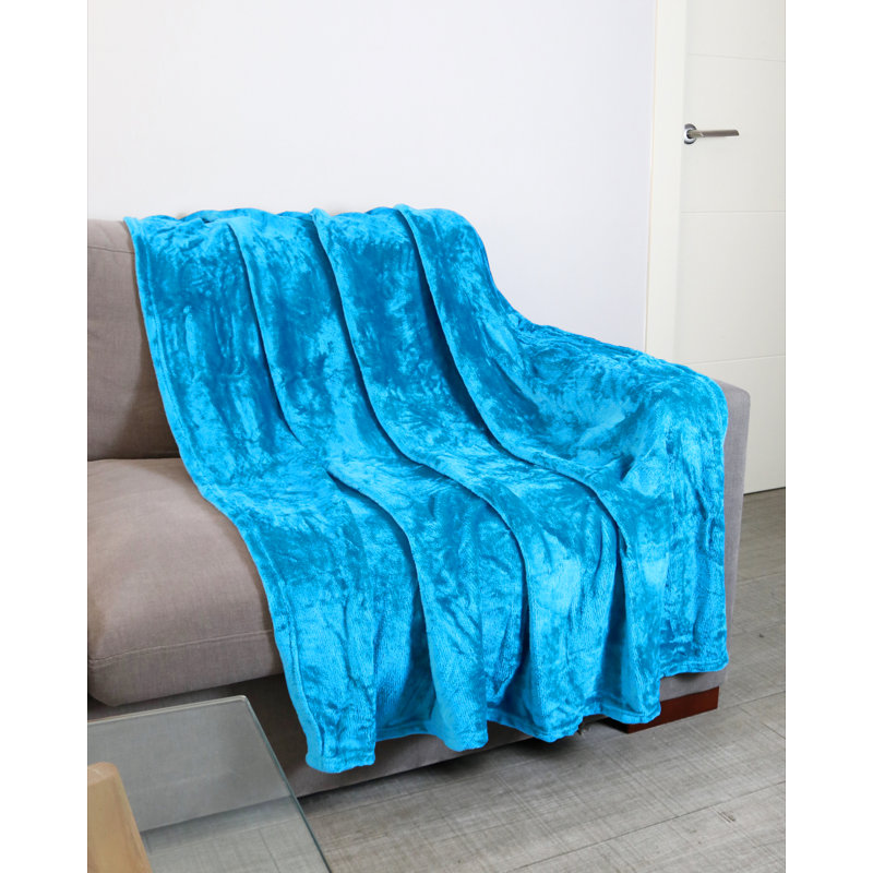 Couverture polaire en microfibre, L 60 po x L 80 po, Bleu