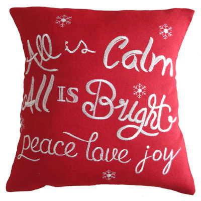 Christmas Greeting Embroidered Pillow Cover