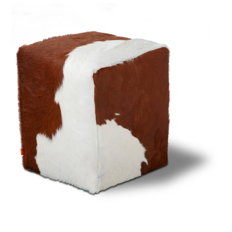 Ottomans Upholstered Ottoman, Brown and White