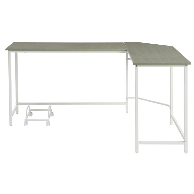 Bureau d'ordinateur en L gris et blanc