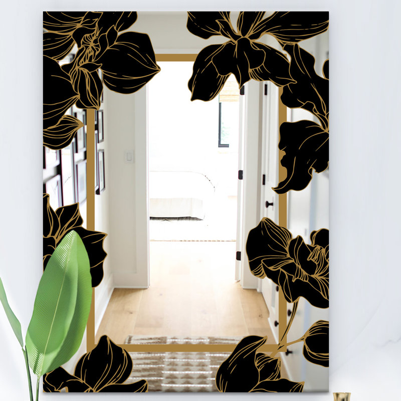 Botanical Obsidian Modern Traditional Accent Mirror, 39.4" H x 29.5" W