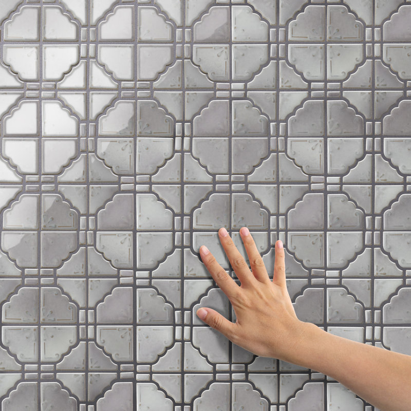 Hudson Moonbeam 11-7/8 In. X 11-7/8 In. Porcelain Mosaic Tile, Gray