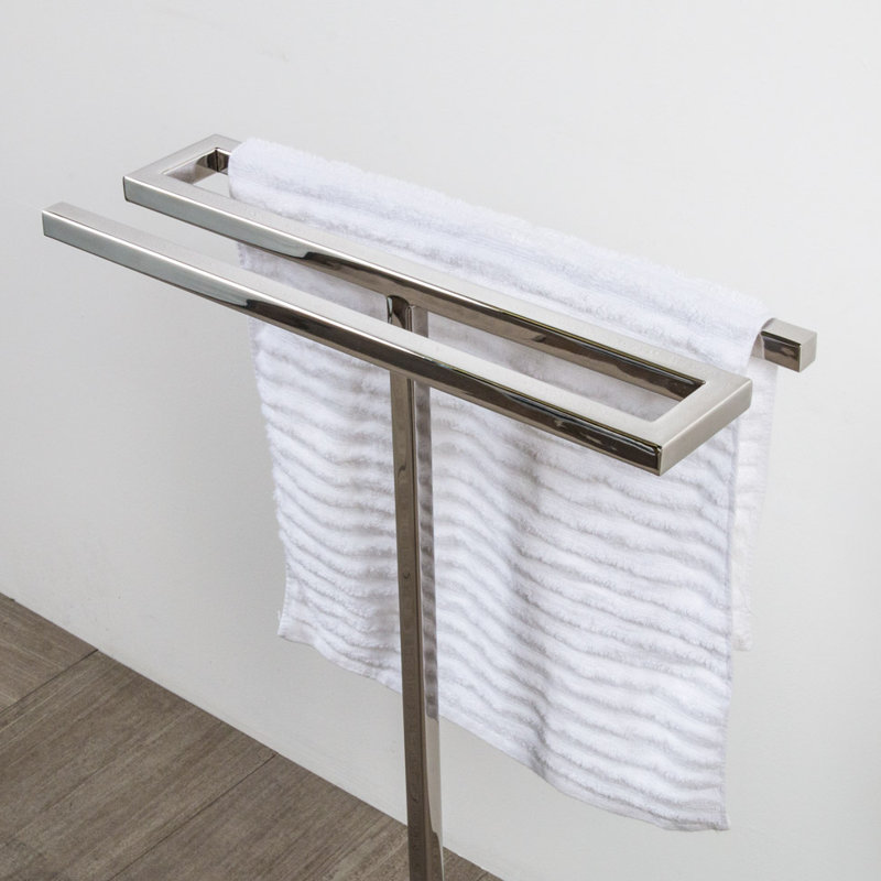Linea Towel Stand, Brushed Brass