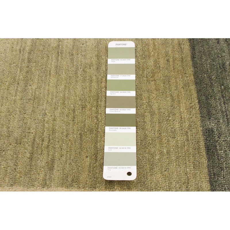 Tapis oriental vert clair en laine noué à la main Franzl, Rectangle 7 pi 9 po x 9 pi 4 po
