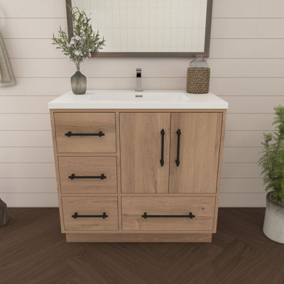 Meuble-lavabo simple 35,4 po avec plateau en acrylique Victoria