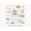 Dreamy Night Cloud Wall Decals, Set of 32 Peel and Stick Nursery Wall Stickers, Satin Finish Removable Kids Room Wall Art, 20"W x 20"H (50 x 50 cm)-185137781