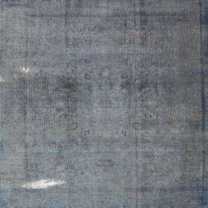 Tapis traditionnel gris / bleu, Carré 5 pi