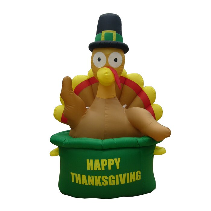 The Holiday Aisle® Air Blown Turkey in Pot Inflatable | Wayfair