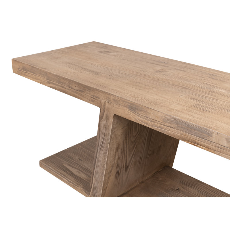 Bodega Natural Pine Rectangular Console Table with Shelf