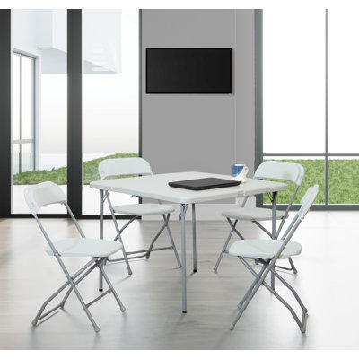 Resin 5-Piece Folding Square Table And Chair Set, Light Grey