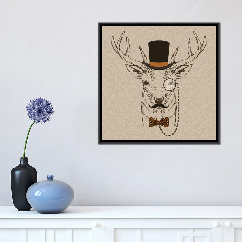 «Deer-Man II» par GraphINC - Estampe numérique sur toile tendue avec châssis, H 18 po x l 18 po x P 1,5 po, Pas de tapis
