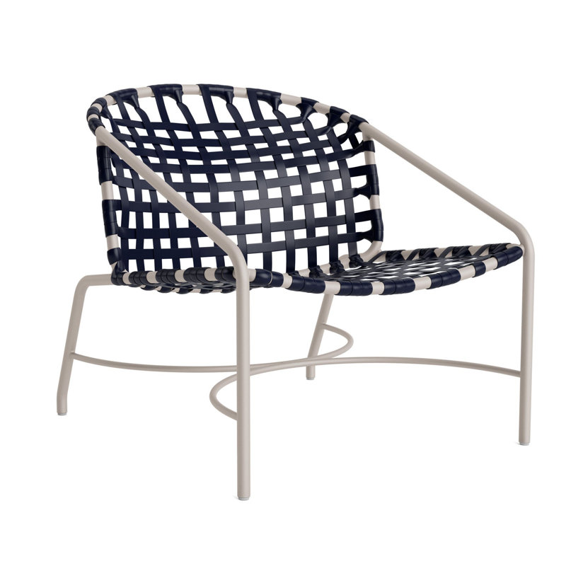 Kantan Outdoor Lounge Chair, Dove Smooth/Marine Vinyl Lace