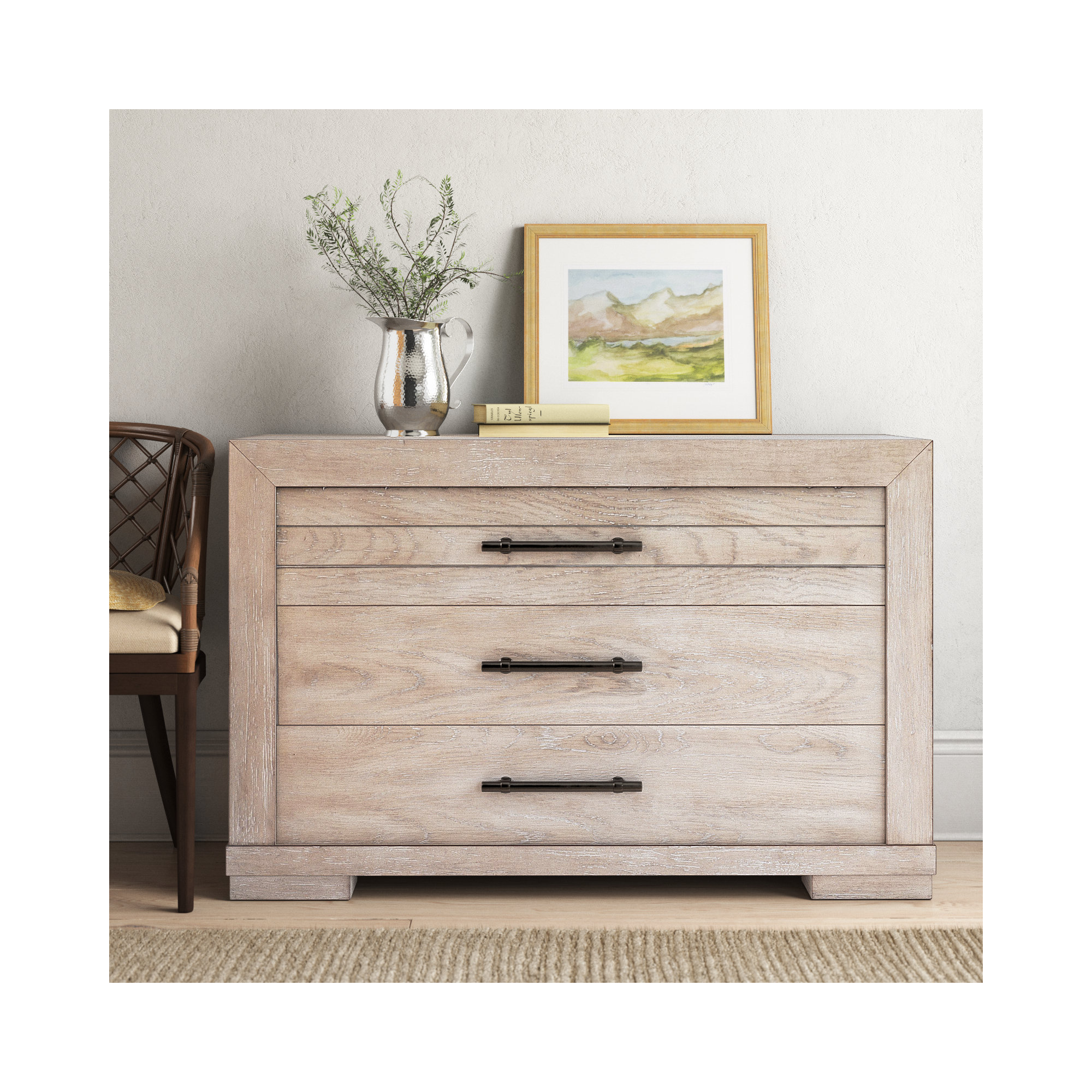 Appleton Storage Cabinet, Pewter, Weathered Oak
