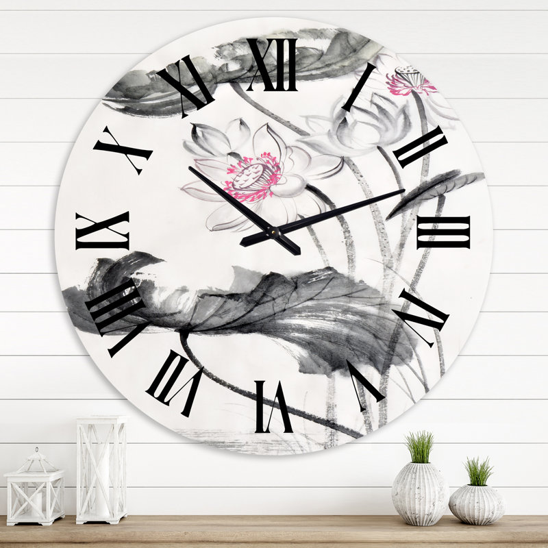 Fleurs de lotus rétro - horloge murale traditionnelle, Grand